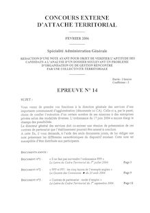 Note de synthèse Spécialité Administration générale 2006 Externe Attaché territorial