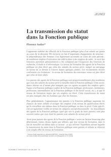 La transmission du statut dans la Fonction publique - article ; n°1 ; vol.337, pg 121-133