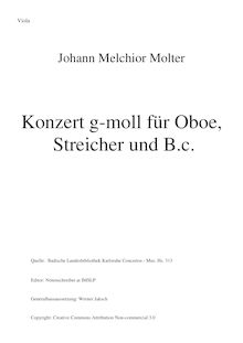 Partition altos, hautbois Concerto en G minor, G minor, Molter, Johann Melchior