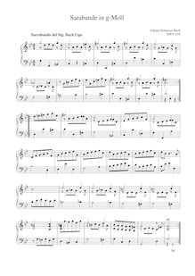Partition complète, Sarabande en G minor, BWV 839, G minor, Bach, Johann Sebastian