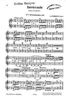 Partition clarinette 1, 2 (A), Sérénade pour Violon, Op.4, Serenade for Violin and Orchestra
