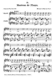 Partition complète, Manteau de fleurs, D♯ minor, Ravel, Maurice