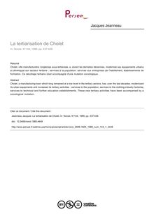 La tertiarisation de Cholet - article ; n°1 ; vol.144, pg 437-439