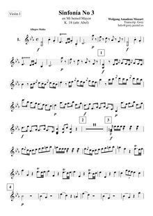 Partition violons I, Symphony en E-flat major, E♭ major, Abel, Carl Friedrich