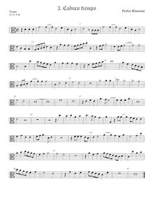 Partition ténor viole de gambe, alto clef, madrigaux, Rimonte, Pedro