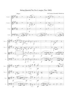 Partition compléte, corde quatuor No.3, A major, Macfarren, George Alexander