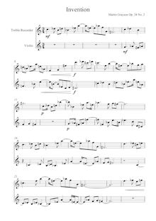 Partition Playing Score, Duos pour aigu enregistrement  et violon