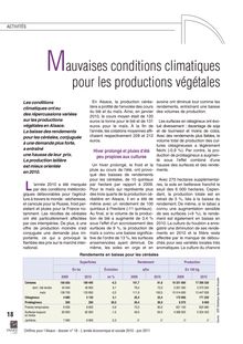 Mauvaises conditions climatiques pour les productions végétales