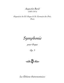 Partition , Prélude, Symphonie pour orgue op. 5, Barié, Augustin