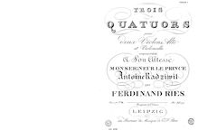 Partition parties complètes, corde quatuor, G major, Ries, Ferdinand