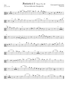Partition ténor viole de gambe 1, alto clef, Fantasia pour 5 violes de gambe, RC 53