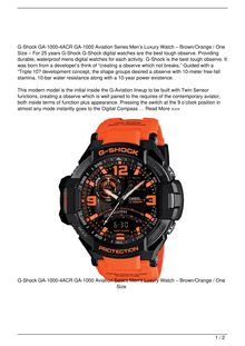 GShock GA10004ACR GA1000 Aviation Series Men8217s Luxury Watch 8211 BrownOrange  One Size Watch Reviews