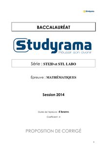Corrigé Bac STL Mathématiques Sciences Physiques 2014