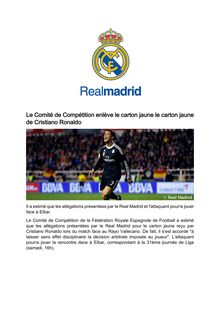 Real Madrid: carton jaune enlevé pour Ronaldo