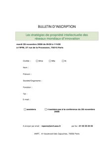 BULLETIN D INSCRIPTION