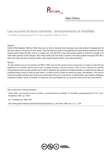 Les ouvriers et leurs carrières : enracinements et mobilités - article ; n°1 ; vol.14, pg 79-91