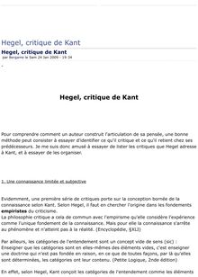 Hegel critique de Kant