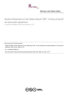 Quatre entreprises sur dix créées depuis 1981 : le tissu productif se renouvelle rapidement - article ; n°1 ; vol.206, pg 3-12