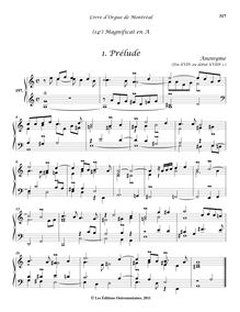 Partition 197-20, (14e) Magnificat en A: , Prélude - , Duo - , Récit - , (Basse) - , Cornet, Livre d orgue de Montréal