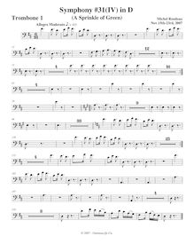 Partition Trombone 1, Symphony No.31, D major, Rondeau, Michel par Michel Rondeau