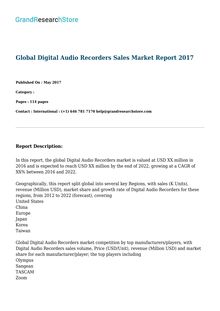 Global Digital Audio Recorders Sales Market Report 2017