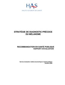Stratégie de diagnostic précoce du mélanome - Stratégie de diagnostic précoce du mélanome - Rapport