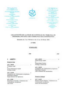 05/01 - LES ACTIVITES DE LA COUR DE JUSTICE - 2001