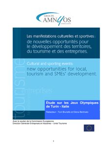 EUROPA - Enterprise and Industry – Etude sur l’impact des  manifestations culturelles et sportives