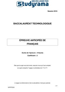 Bactechnos2016épreuvesanticipées-Français
