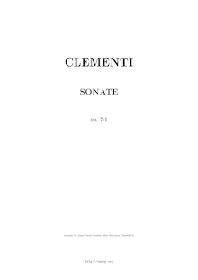 Partition Sonata No.1 en E♭ major, Three Piano sonates, Op. 7, Clementi, Muzio par Muzio Clementi
