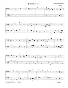 Partition Fantasia VdGS No.5 – partition complète, fantaisies pour 2 violes de gambe par Orlando Gibbons