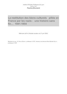 La restitution des biens culturels pillés en France par les nazis ...