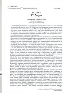 Italien LV1 2006 Admission en deuxième année IEP Paris - Sciences Po Paris