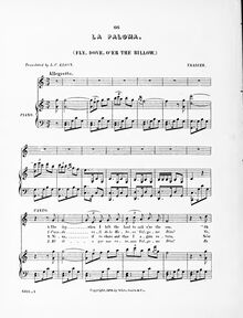 Partition complète, La Paloma, (The Song of the Dove) - Spanish Serenade par Sebastián Yradier