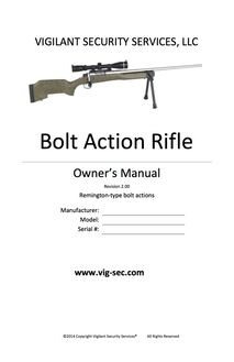 Bolt Action Rifle Owner s Manual