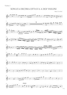Partition violon 1, Sonata Decima Ottava pour 2 violons et Continuo