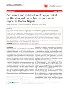 Occurrence and distribution of pepper veinal mottle virus and cucumber mosaic virus in pepper in Ibadan, Nigeria