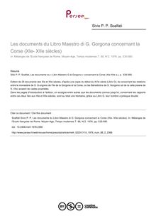 Les documents du Libro Maestro di G. Gorgona concernant la Corse (XIe- XIIe siècles) - article ; n°2 ; vol.88, pg 535-580