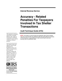 Accuracy - Related Penalties For Taxpayers Involved In Tax Shelter Transactions Audit Technique Guide