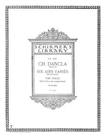 Partition de piano, 6 Airs variés, Series II, Dancla, Charles
