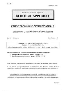 Méthodes d investigation 2001 BTS Géologie appliquée