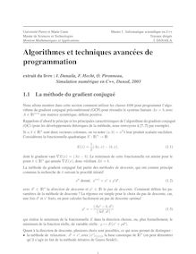 Algorithmes et techniques avancees de programmation