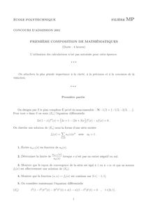 Première composition de Mathématiques 2001 Classe Prepa MP Ecole Polytechnique