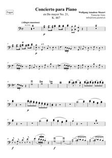 Partition basson 1/2, Piano Concerto No.21, Piano Concerto No.21