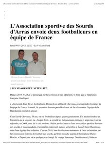 L Association sportive des Sourds d Arras envoie deux footballeurs en équipe de France 