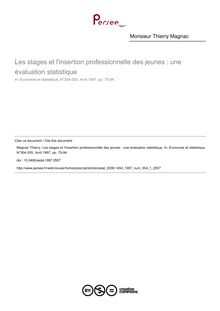 Les stages et l insertion professionnelle des jeunes : une évaluation statistique - article ; n°1 ; vol.304, pg 75-94