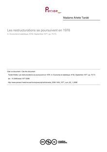 Les restructurations se poursuivent en 1976 - article ; n°1 ; vol.92, pg 70-73