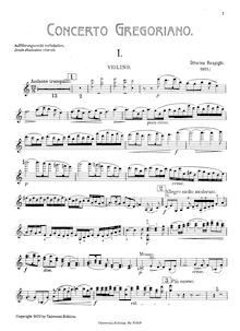 Partition violon et partition de piano, Concerto Gregoriano, Respighi, Ottorino