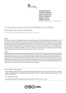 La villa gallo romaine du Quartier Régine au Puy-Sainte-Réparade (Bouches-du-Rhône) - article ; n°1 ; vol.40, pg 269-324