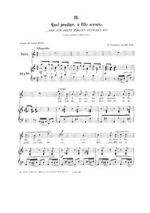 Partition , Quel prodige, o fille accorte, 5 Melodies, chansons, Op.23